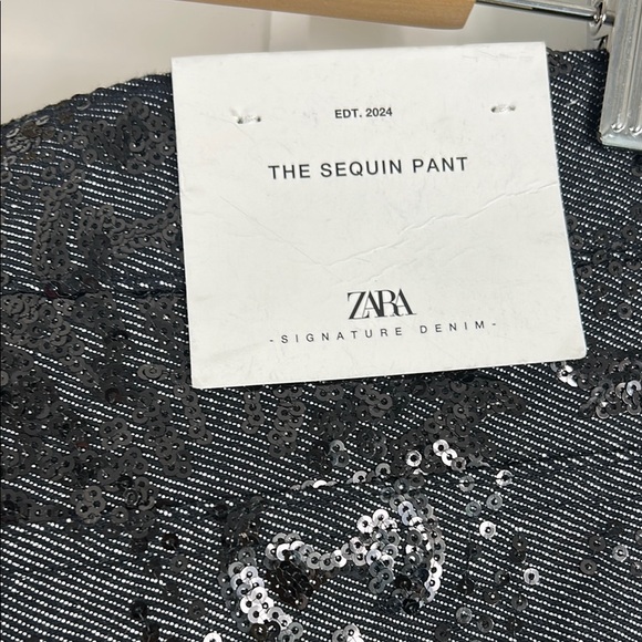 Zara Black Sequined Patterned Pants | 6 - Picture 6 of 8
